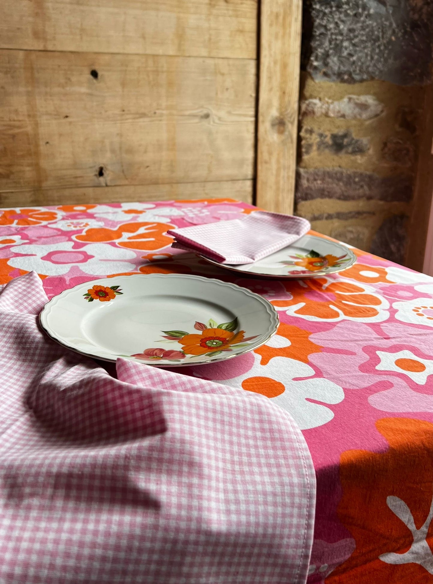 Serviette de table vichy rose