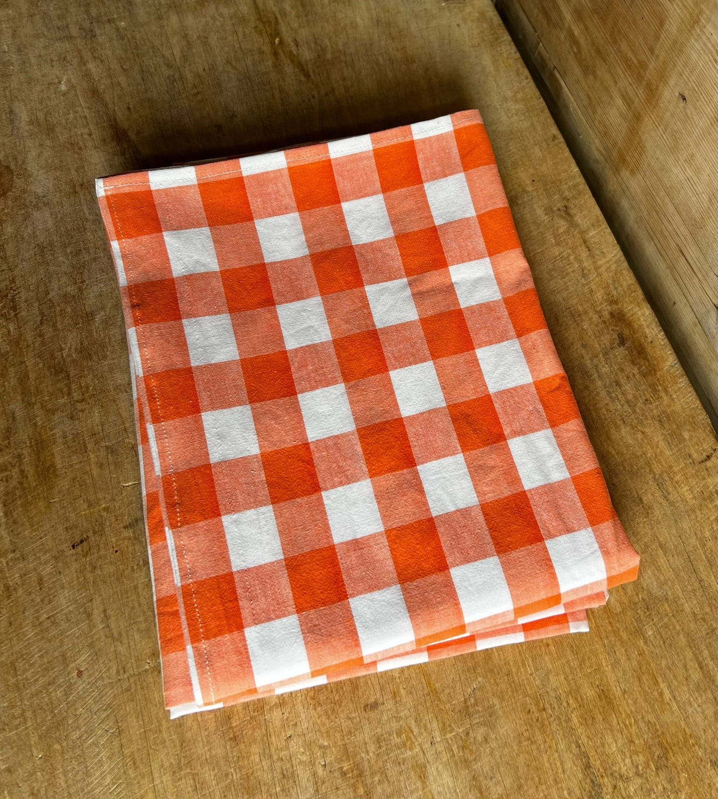 Nappe vintage coton vichy orange