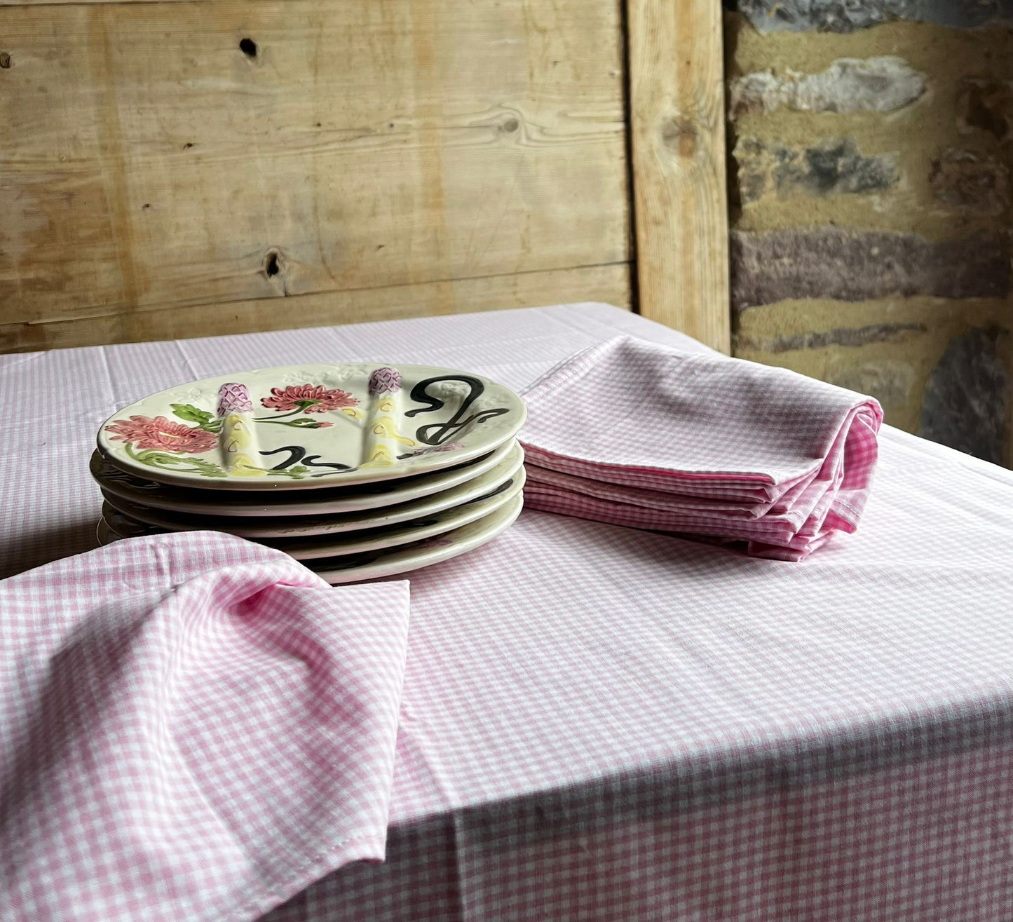 Serviette de table vichy rose