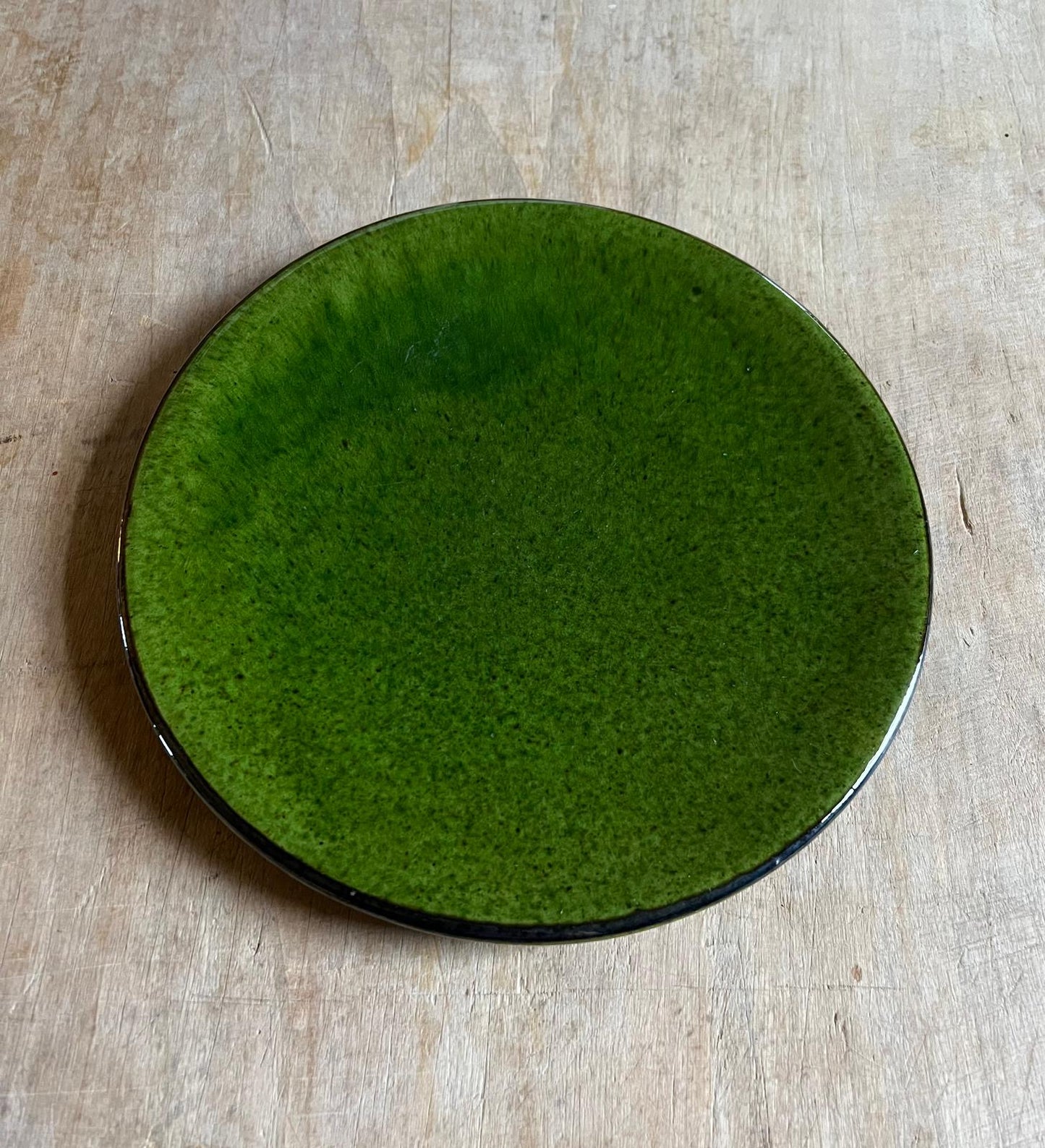 Assiette en céramique vert vintage de Vallauris- année 60-70- 20cm