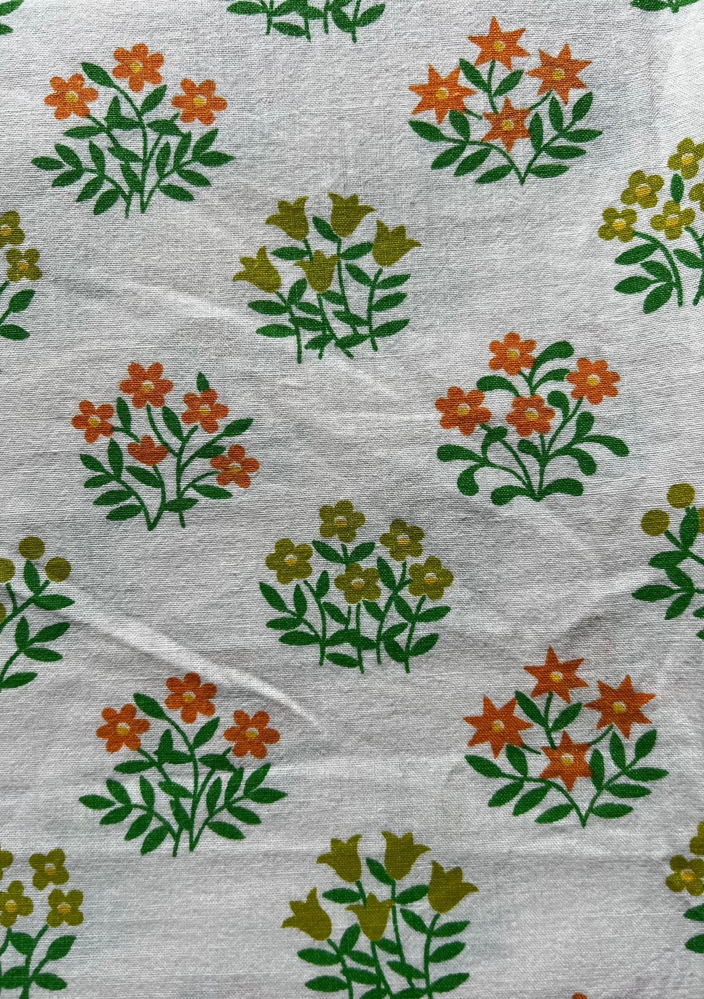 Nappe vintage coton motif vert et orange