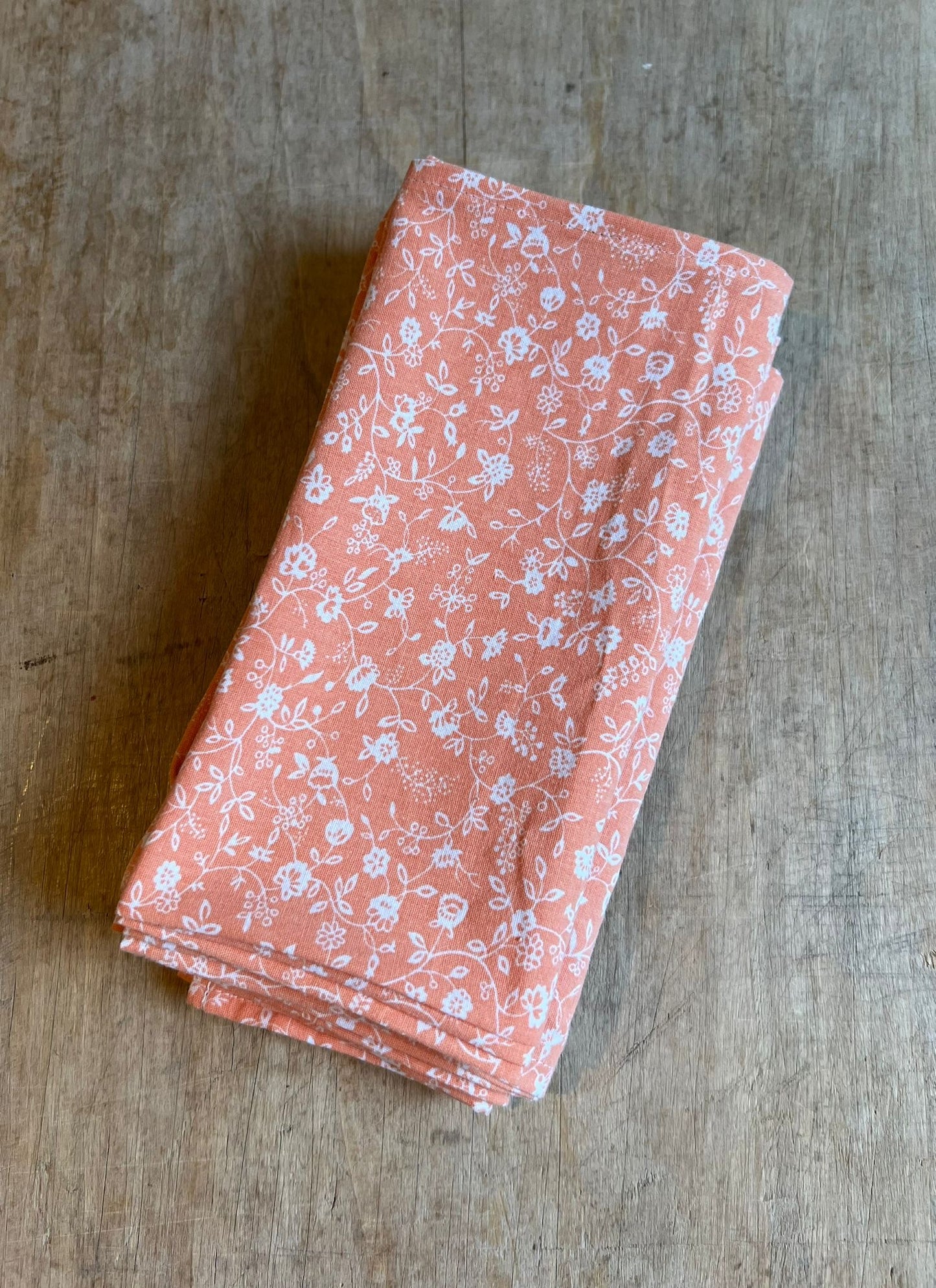 Serviette de table vintage orange fleur