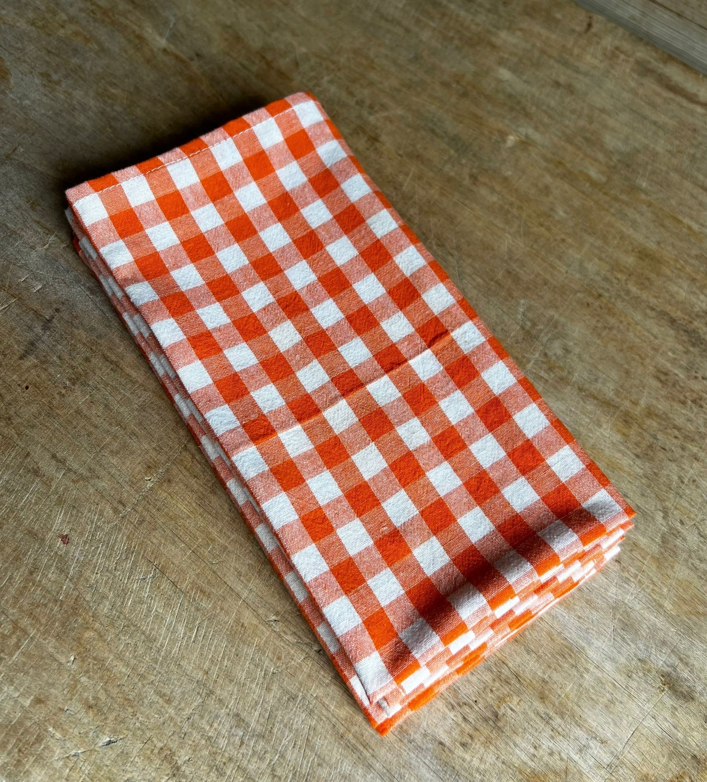 Serviette coton vichy orange