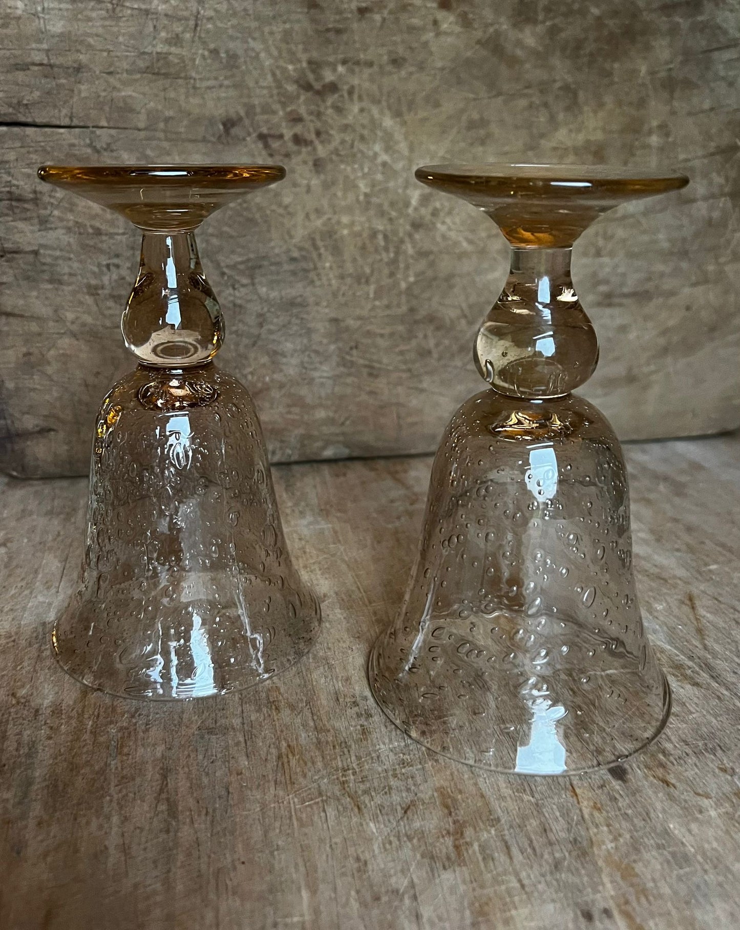 Verre bulle artisanale rose poudre