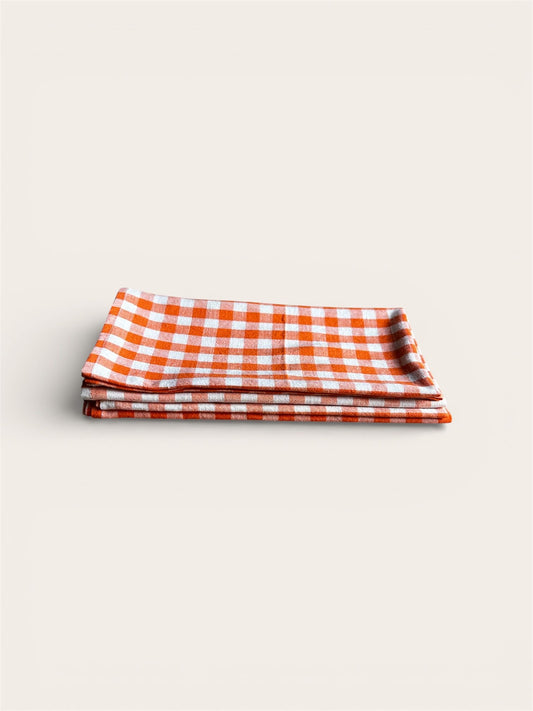 Serviette coton vichy orange