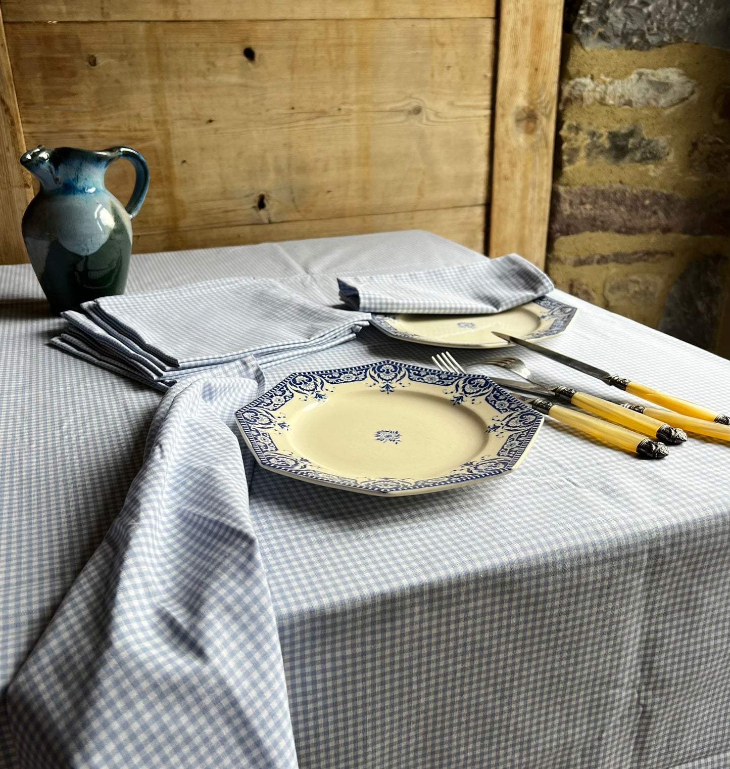 Serviette de table vichy bleu