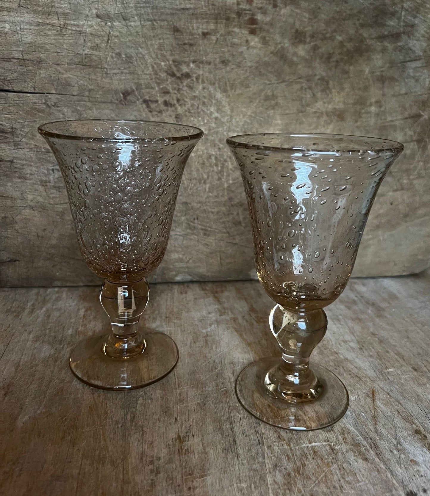 Verre bulle artisanale rose poudre