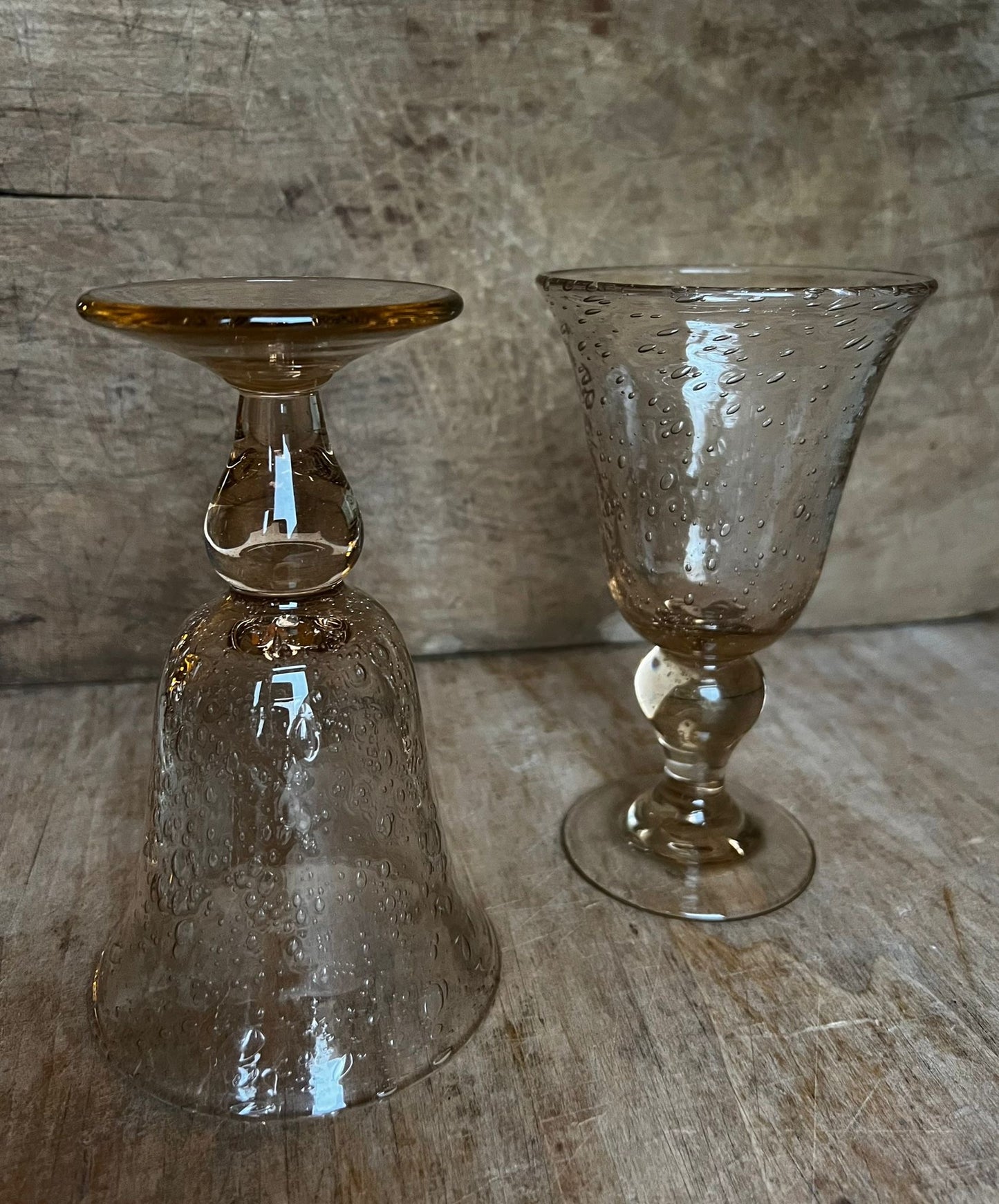 Verre bulle artisanale rose poudre